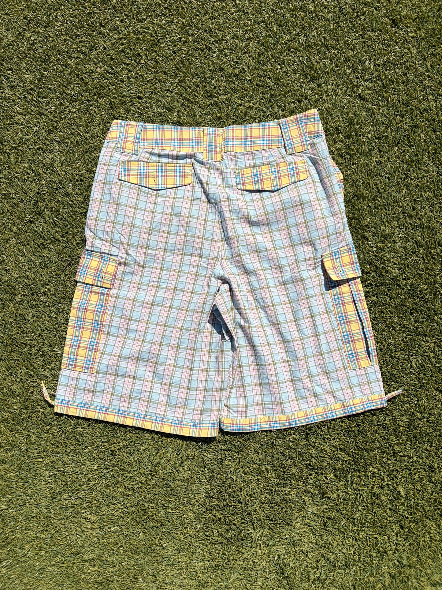 SS25 Aris Tatalovich Two Tone Plaid Cargo Shorts