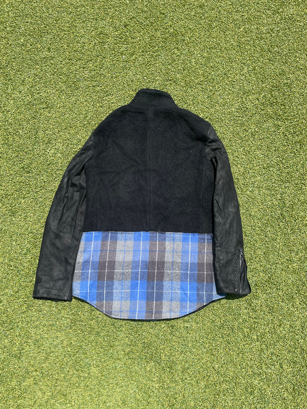 AW05 “The High Streets” - Number (N)ine Hybrid Leather Studded Sleeve Wool Jacket
