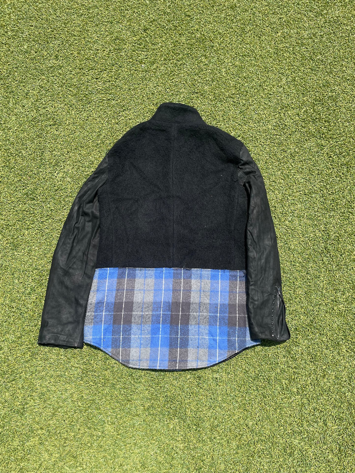 AW05 “The High Streets” - Number (N)ine Hybrid Leather Studded Sleeve Wool Jacket