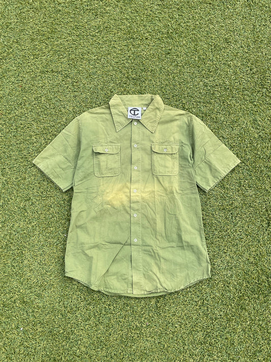 SS16 Telfar Green Wash Military Button Up