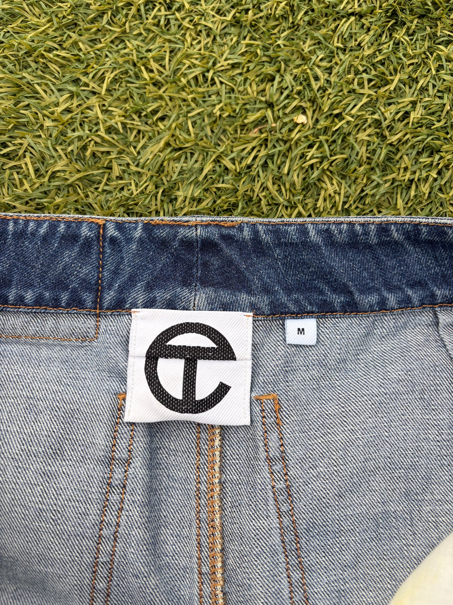 AW17 Telfar Hybrid Triple Panel Leather Straight Leg Denim