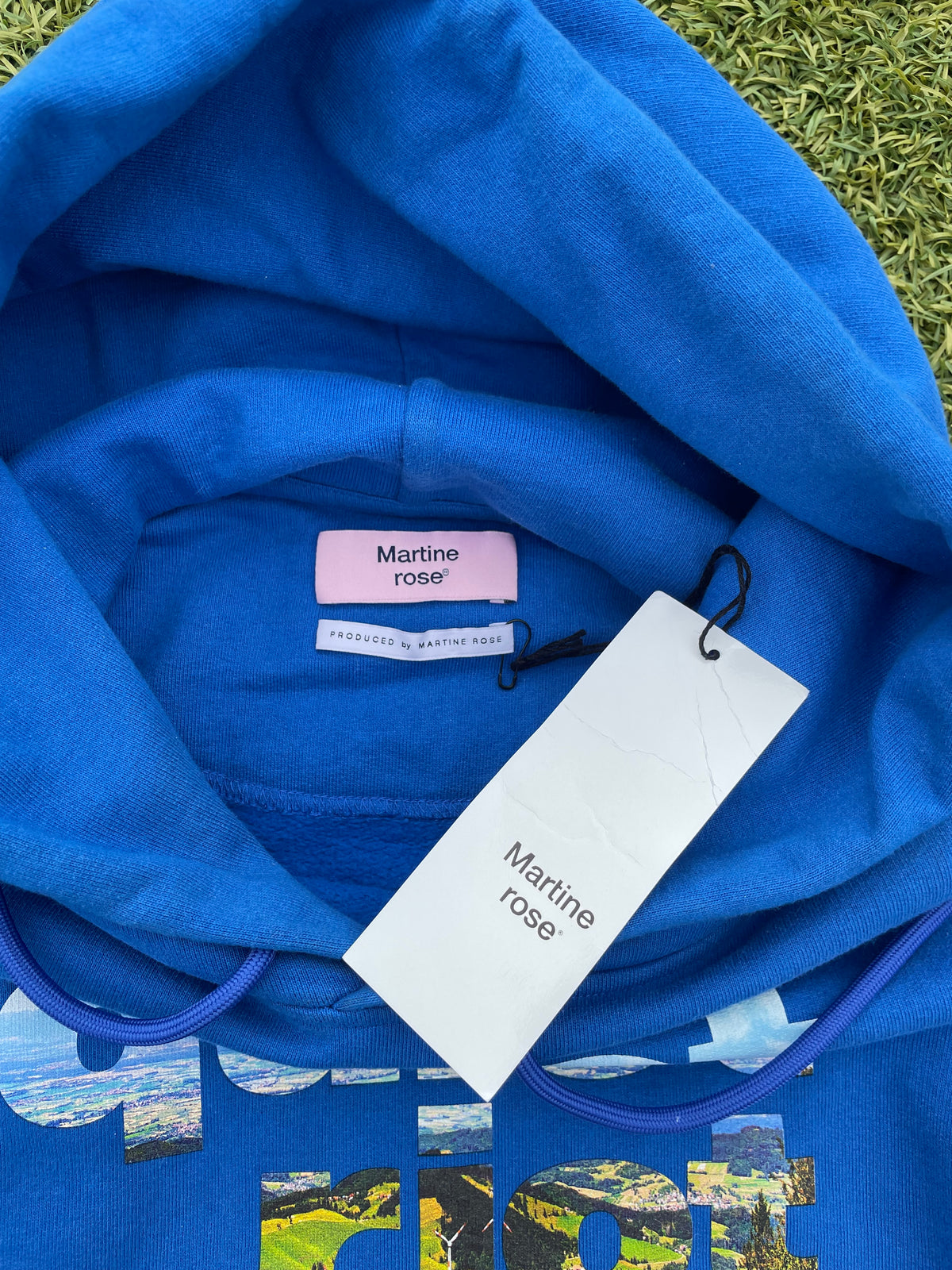 AW21 Martine Rose Quiet Riot Blue Hoodie