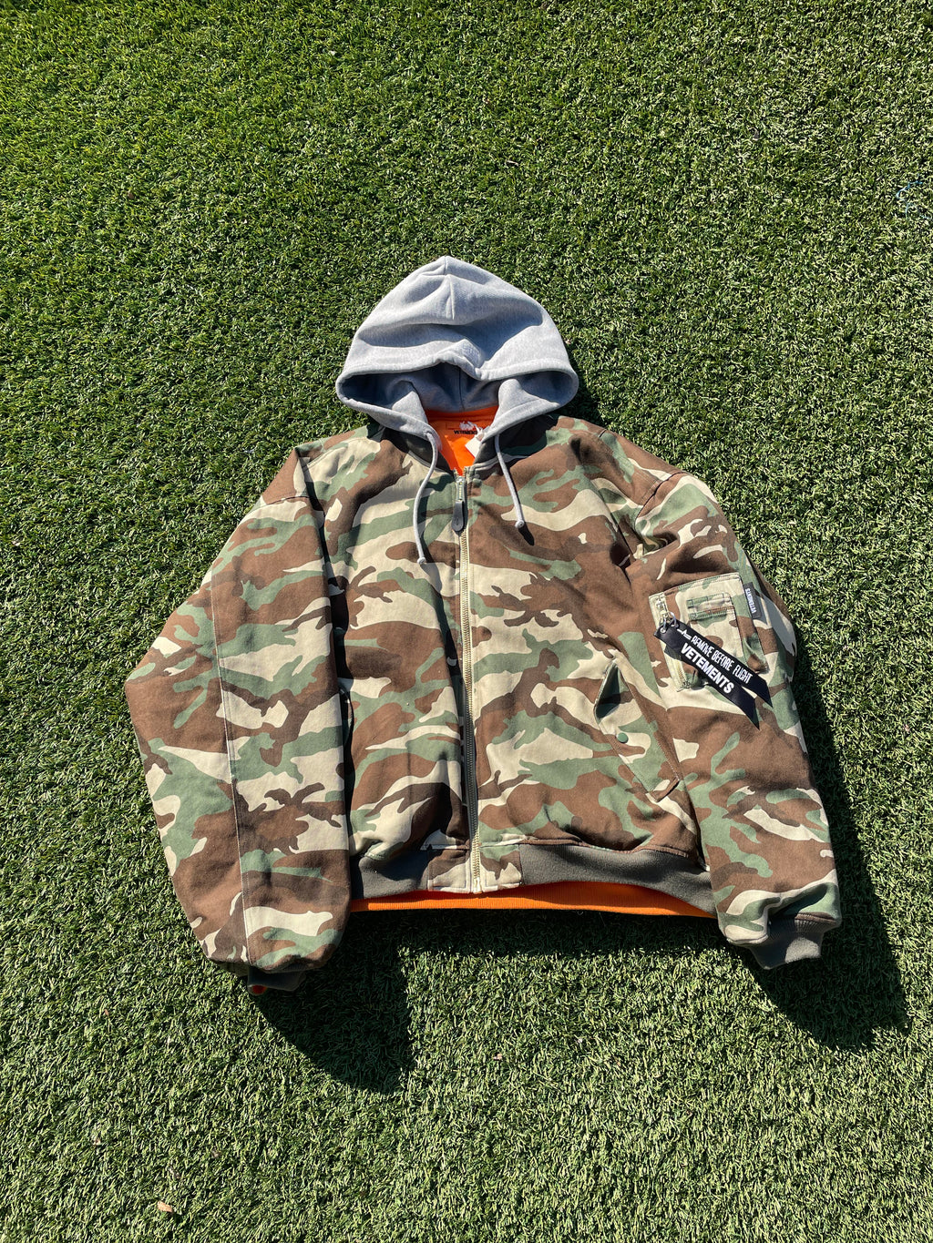 AW23 Vetements X Alpha Industries Camo Hunting Reversible Bomber Jacket
