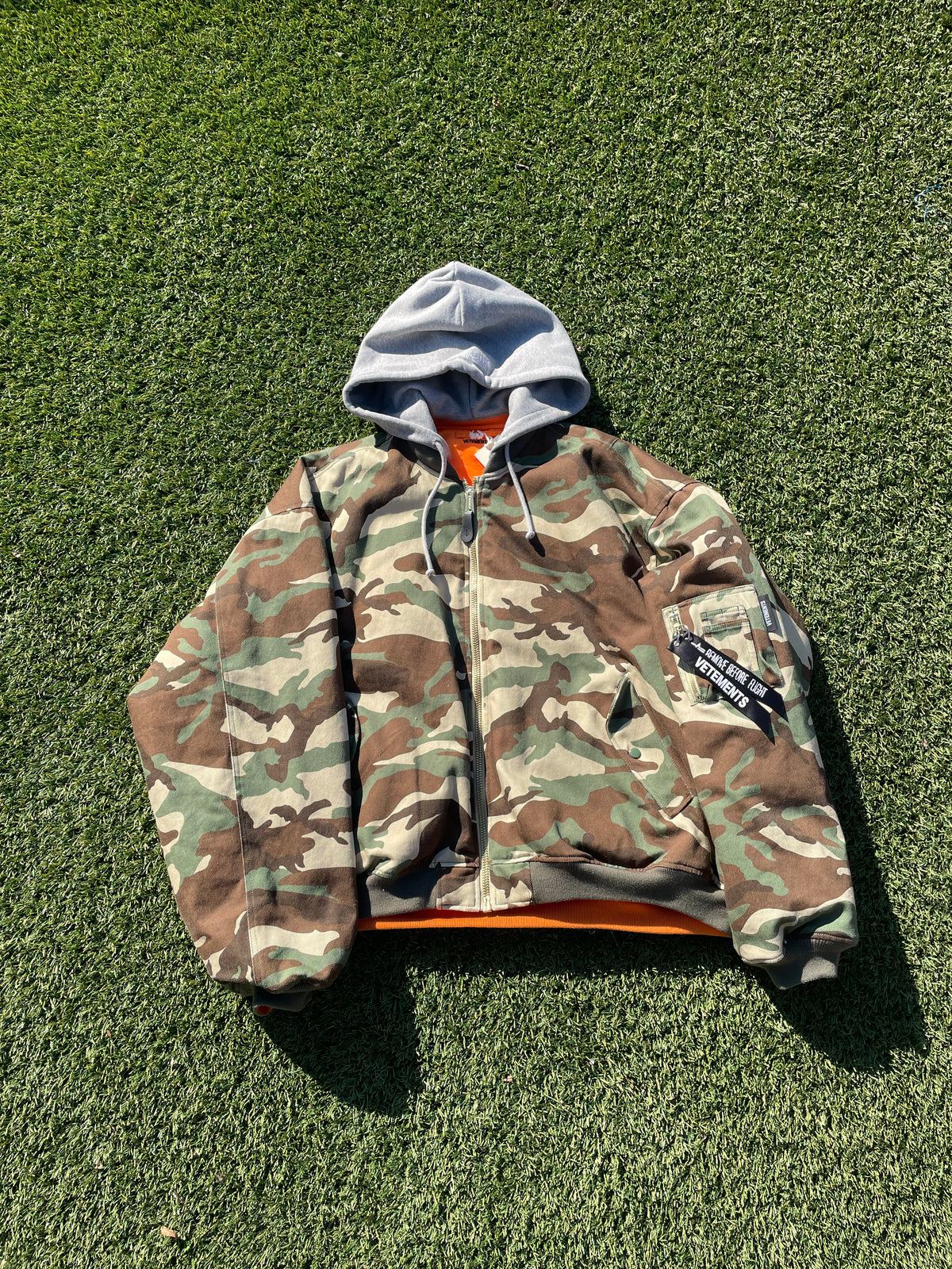 AW23 Vetements X Alpha Industries Camo Hunting Reversible Bomber Jacket