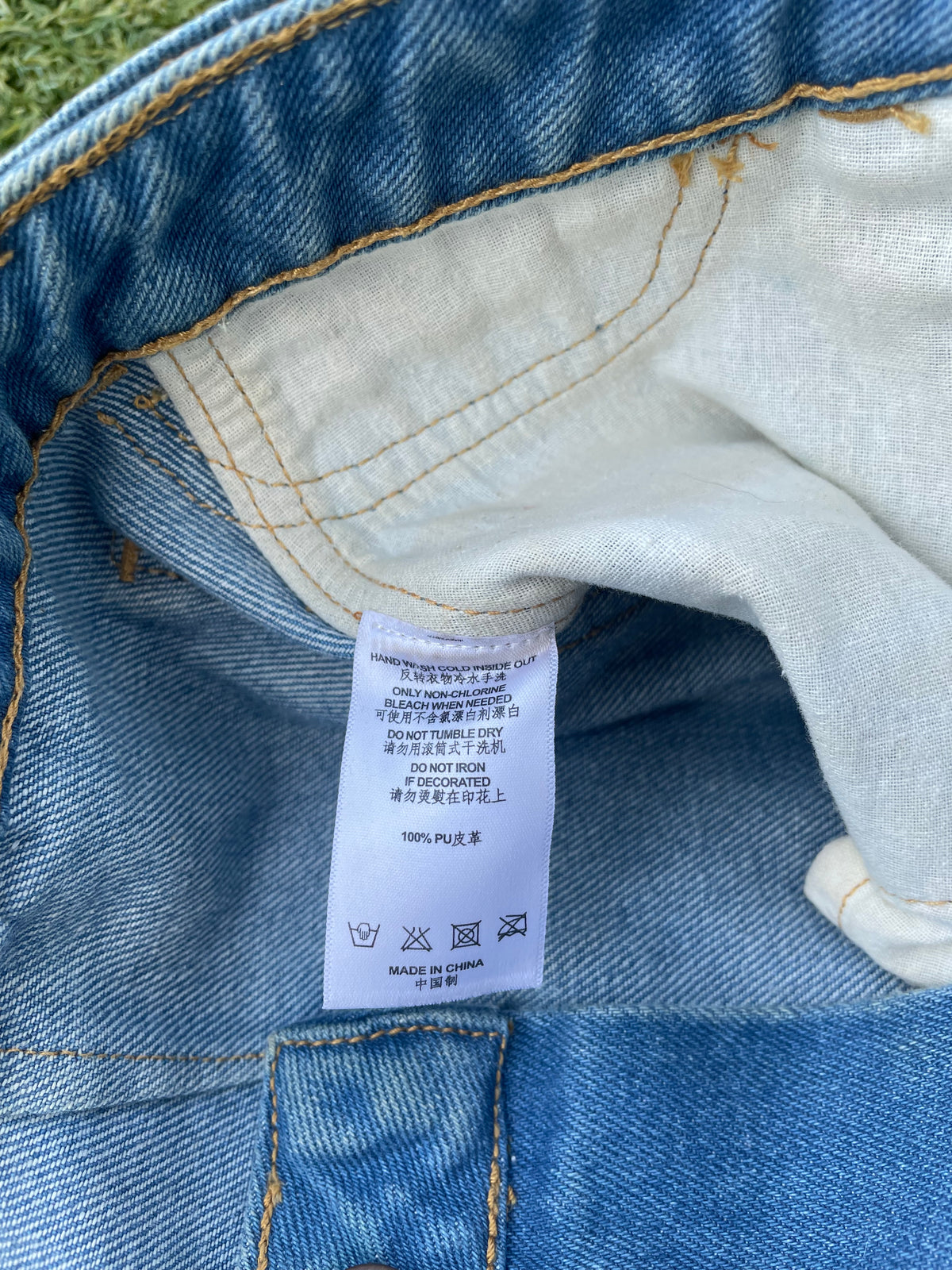 AW19 Telfar Hybrid Panel Leather Denim