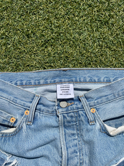 SS19 Vetements Levis Reconstructed Cross Lightwash Denim