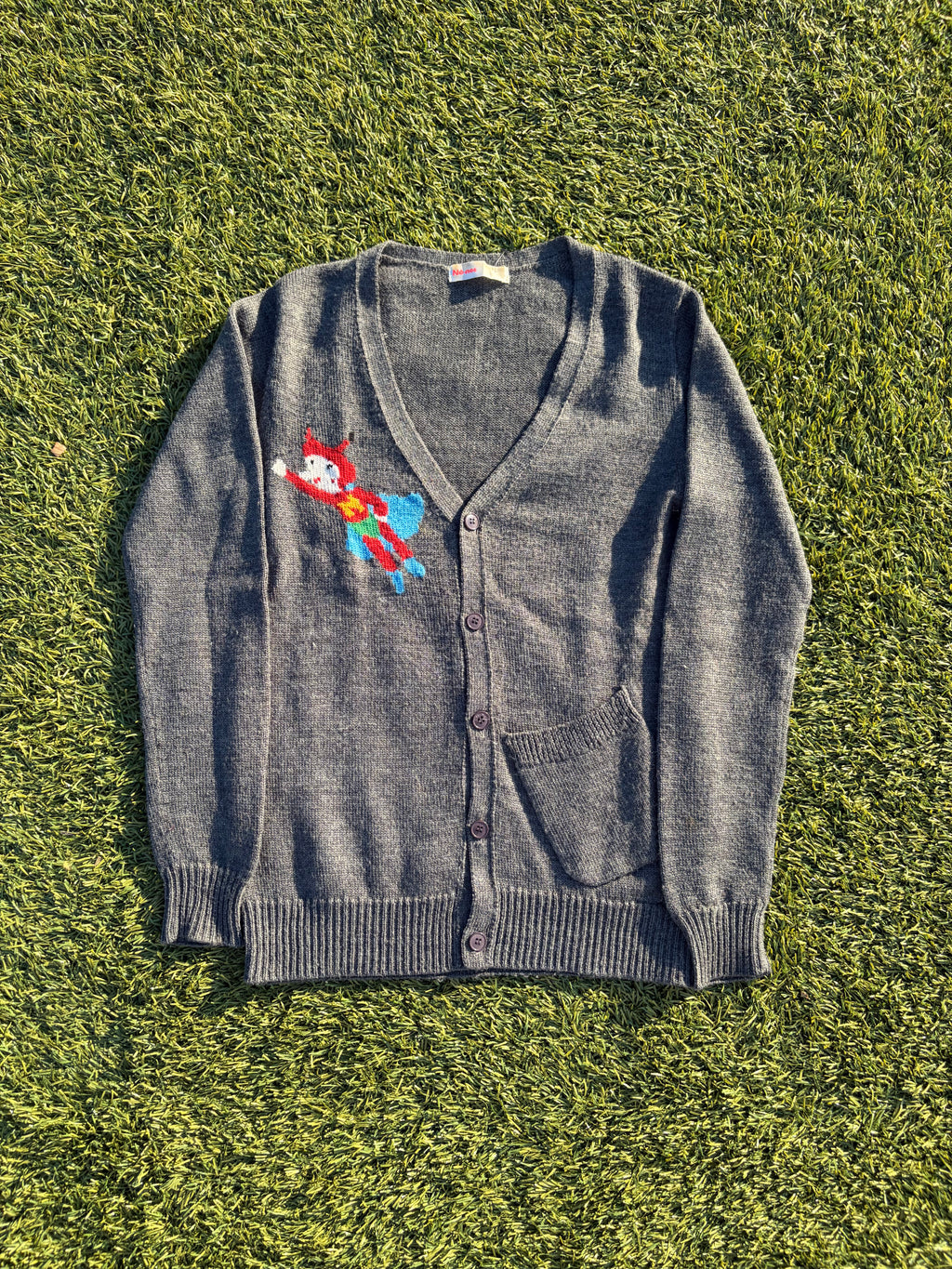 Ne-Net Hero Grey Knit Wool Cardigan