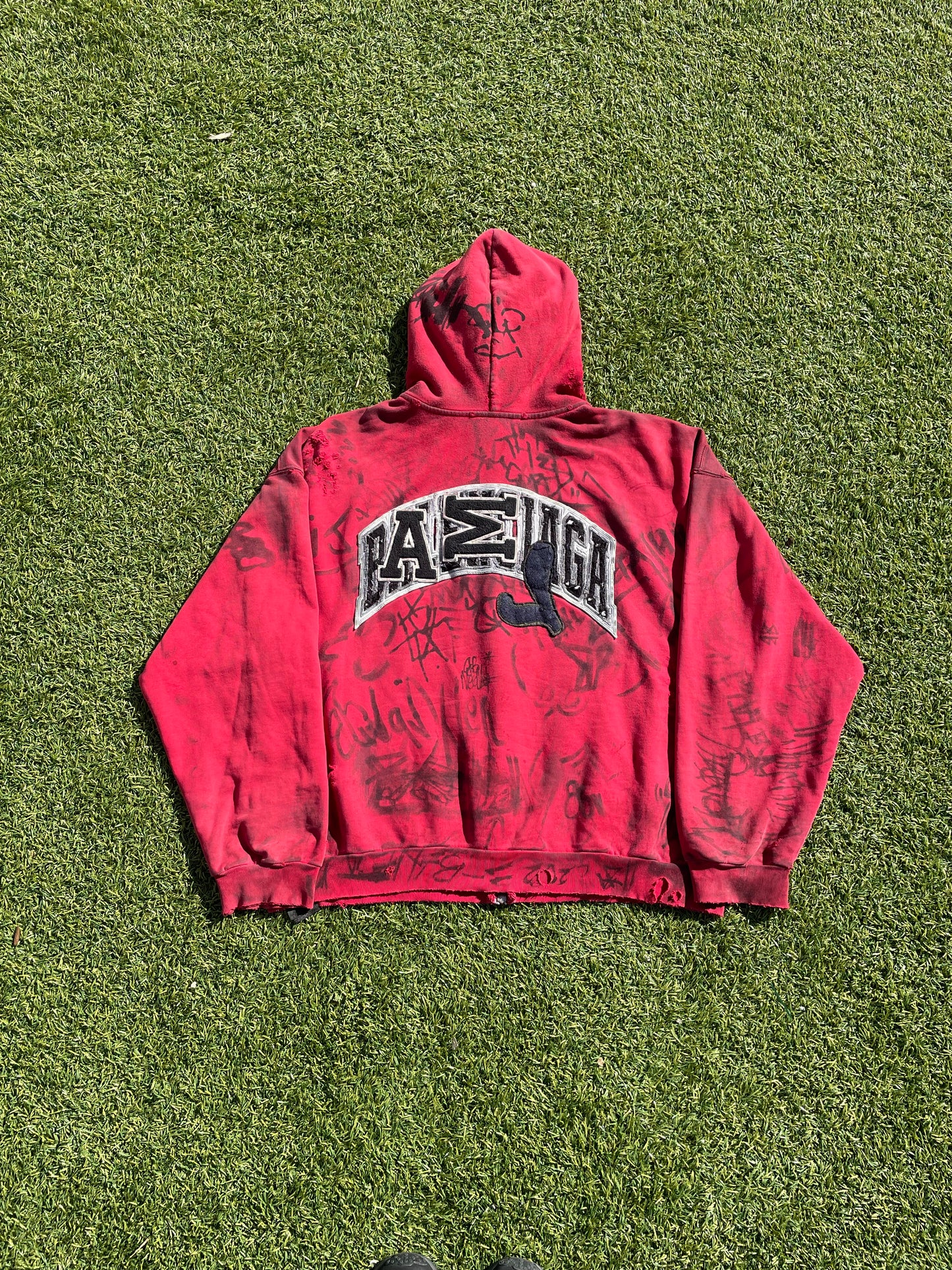 SS23 “Mudshow” - Balenciaga Red Skater Graffiti Zip Up Hoodie