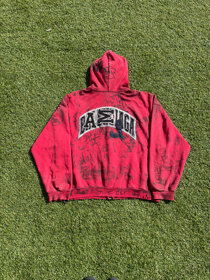 SS23 “Mudshow” - Balenciaga Red Skater Graffiti Zip Up Hoodie