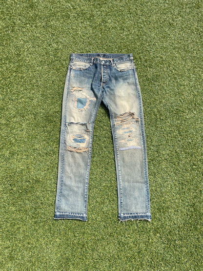 SS10 Undercover ‘68’ Silver Yarn Distressed Denim