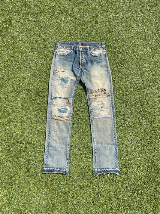 SS10 Undercover ‘68’ Silver Yarn Distressed Denim