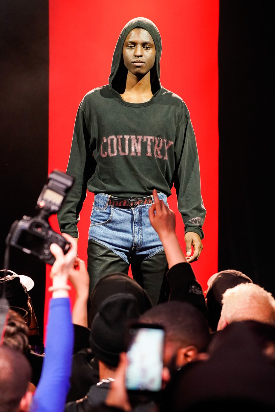 AW19 Telfar Hybrid Panel Leather Denim