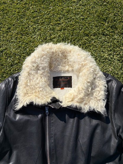 AW06 “Guruguru” - Undercover Wire Collar Horse Leather Shearling Biker Jacket