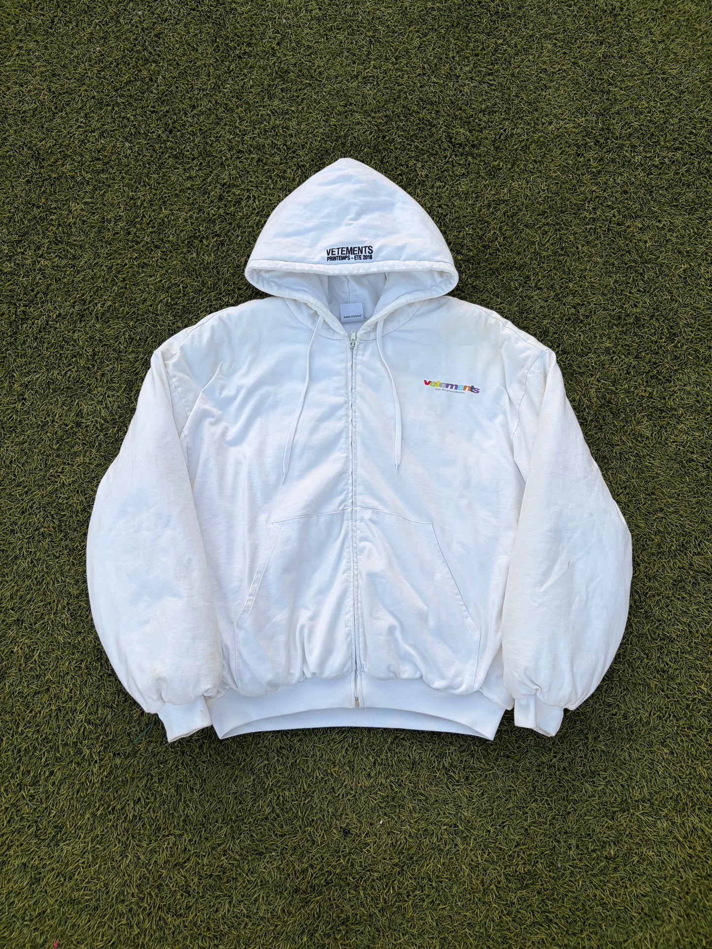 SS18 Vetements Multi-Color Logo “Die Regionalbahn” Padded Bomber Jacket