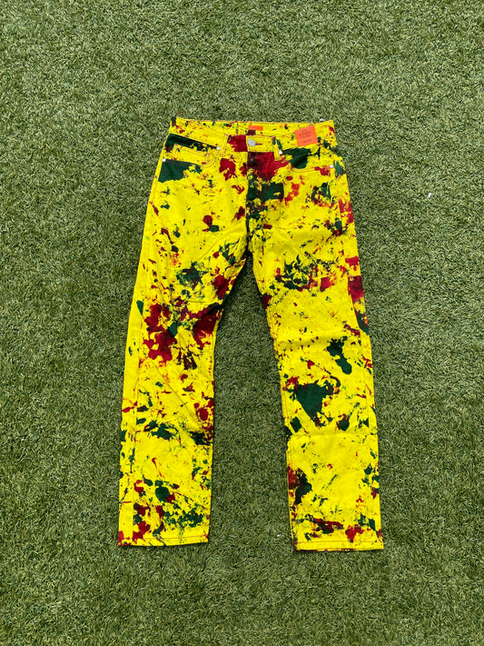 SS20 S.R. Studio. LA. CA. By Sterling Ruby Yellow Hand Dyed Paint Splatter Soto Denim