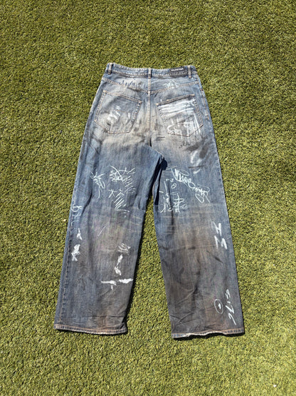 SS23 “Mudshow” - Balenciaga Graffiti Mudwash Baggy Denim