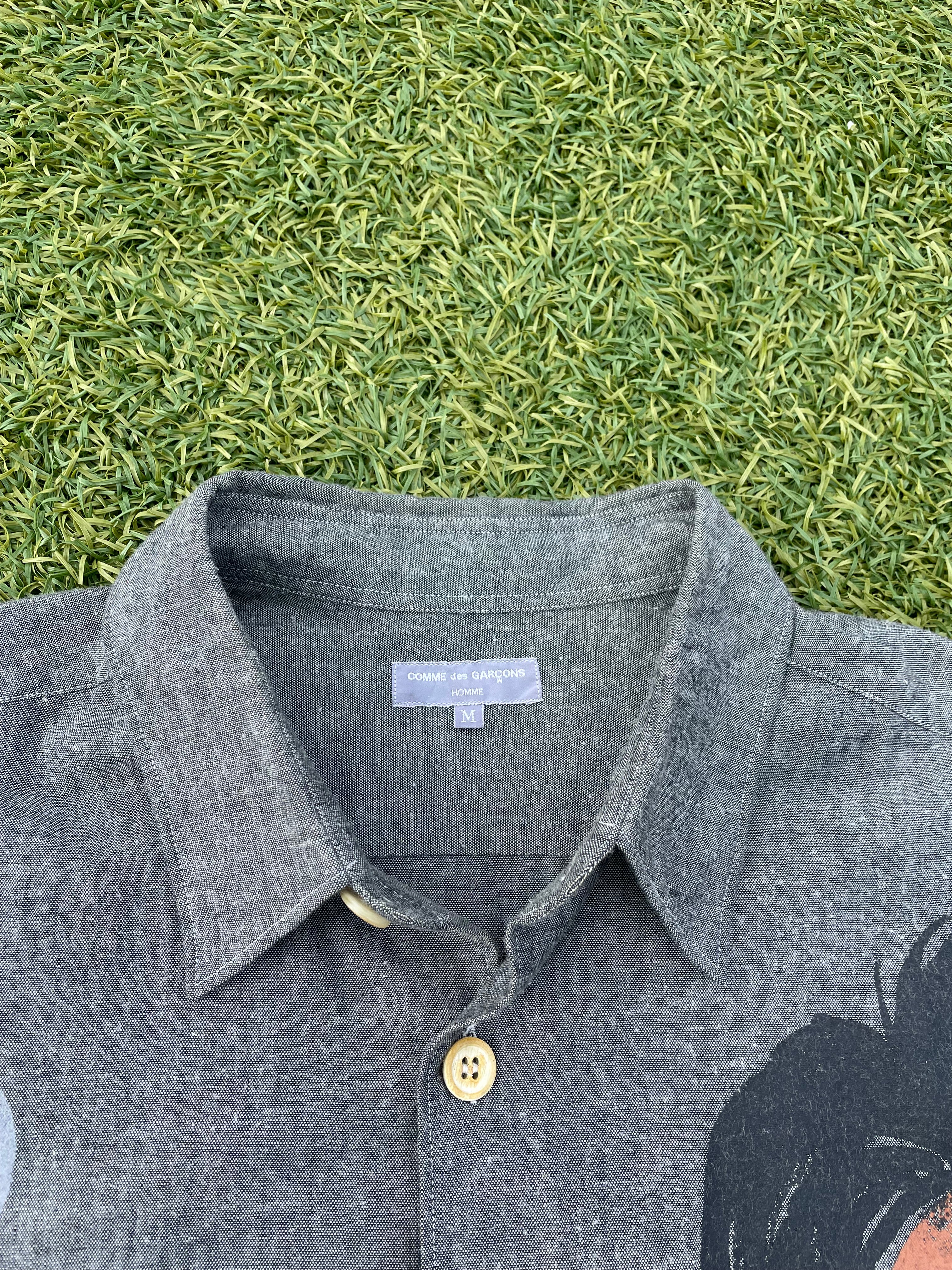 AD2002 Comme Des Garçons Cuba Painted Grey Button Up – RWNDBCKWRDS