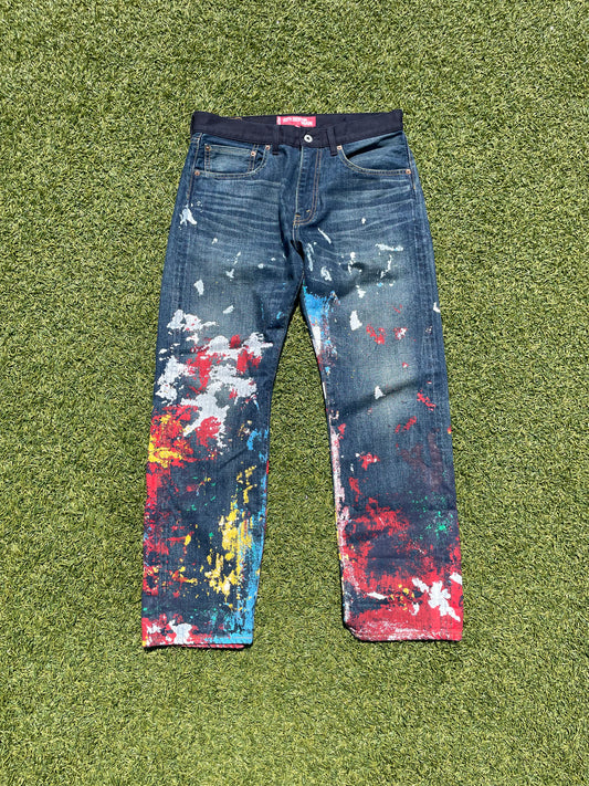 AD2017 Junya Watanabe Paint Splatter Indigo Denim