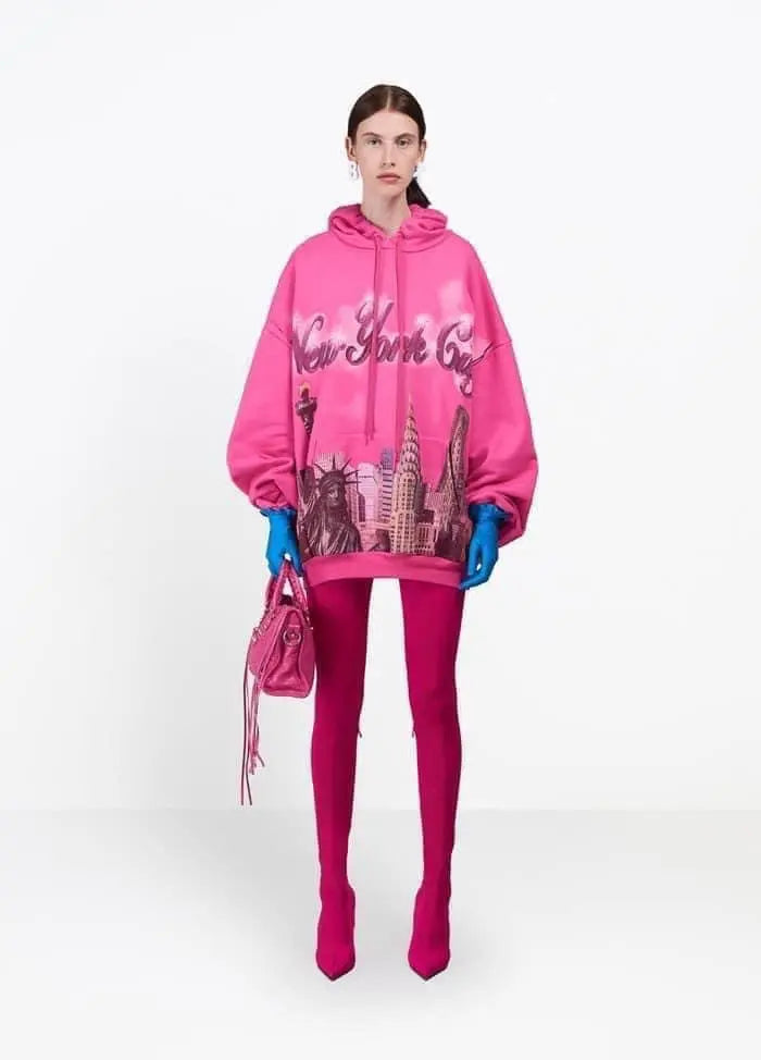 2017 Balenciaga New York City Airbrush Pink Hoodie