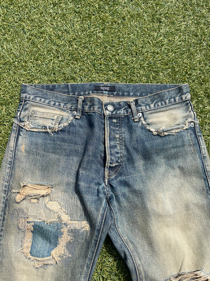 SS10 Undercover ‘68’ Silver Yarn Distressed Denim
