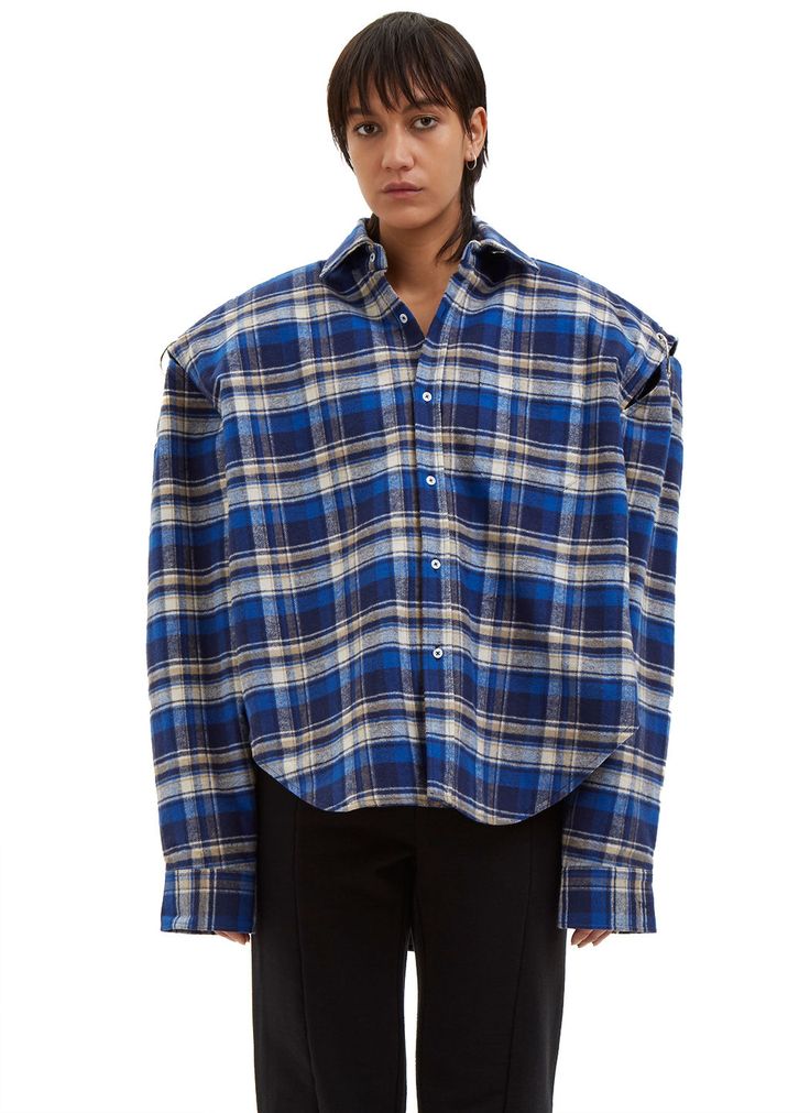 AW17 Vetements Football Shoulder Blue Checkered “Time Is Money” Flannel