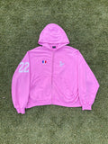 FW22 360* Snowstorm - Balenciaga Polo Pink Distressed Zip Up Hoodie