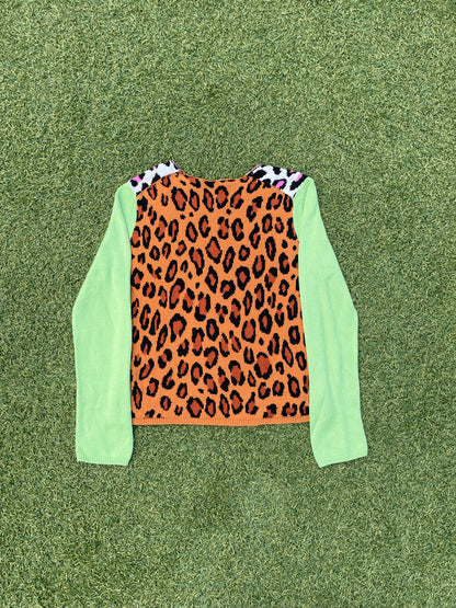 AD2017 Comme Des Garçons Multicolor Leopard Print Knit Sweater