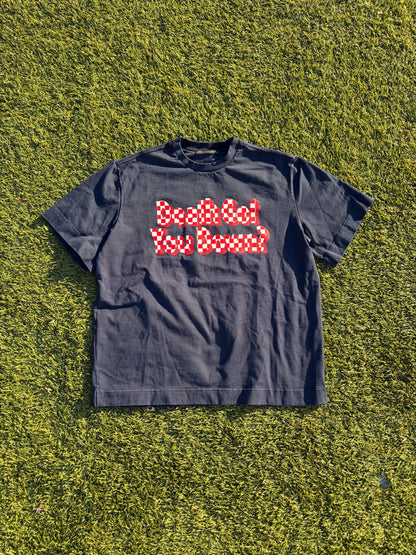 SS25 Aris Tatalovich “Death Got You Down?” Checkered board T-Shirt