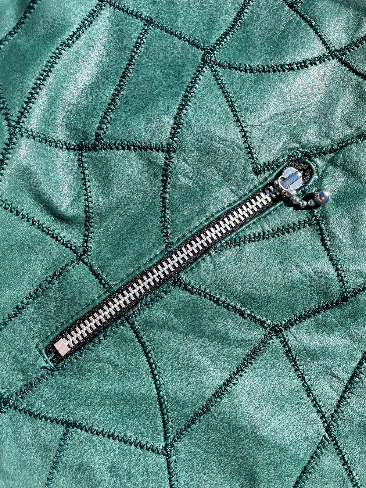 AW03 “Paperdoll” - Undercover Geometric Leather Stitch Denim