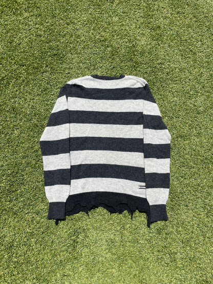 AW07 Junya Watanabe Distressed Stripe Zipper Knit Sweater