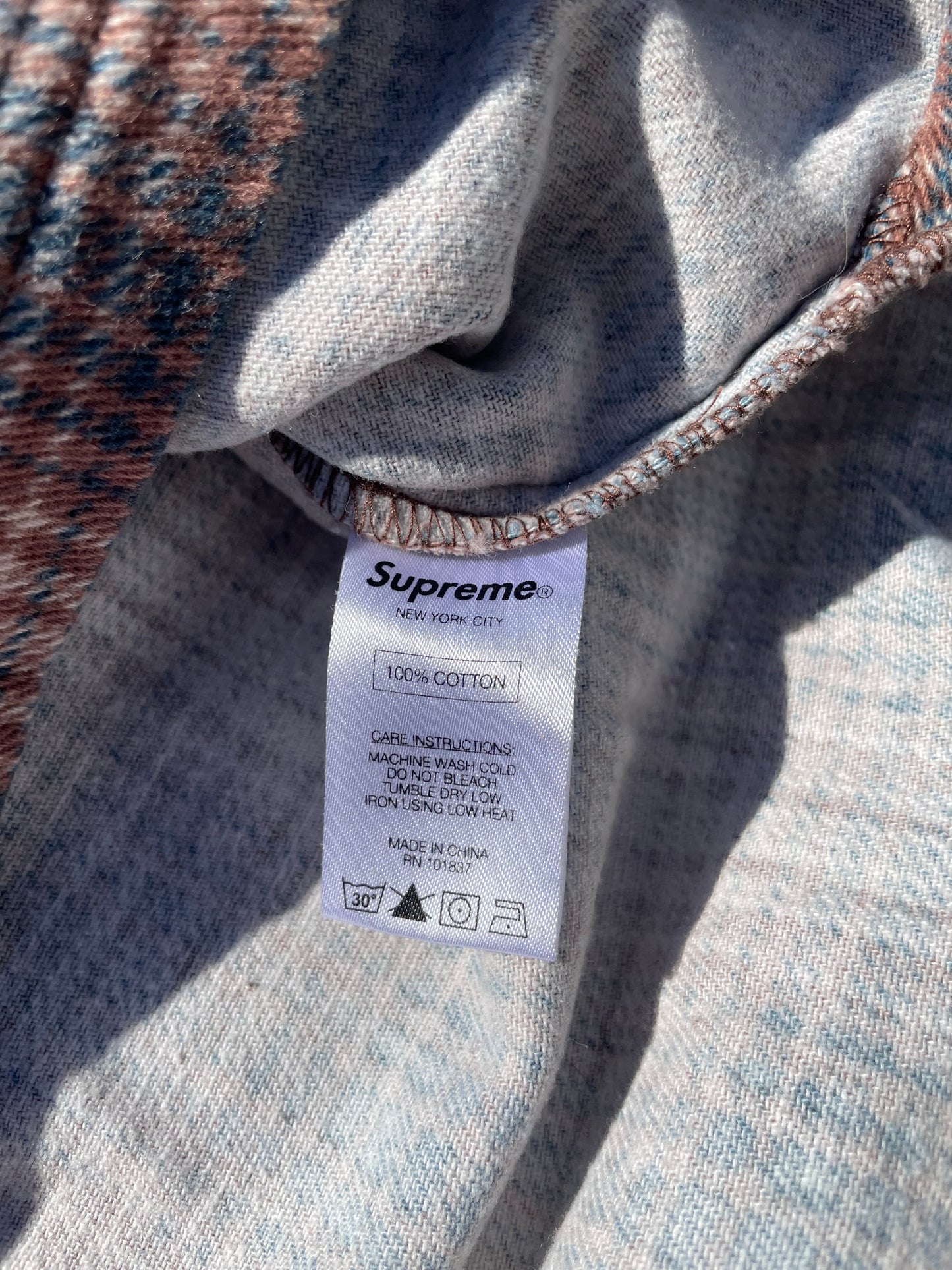 FW14 Supreme Shadow Plaid Denim Collar Rugby