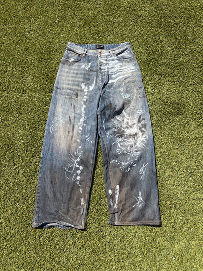 SS23 “Mudshow” - Balenciaga Graffiti Mudwash Baggy Denim