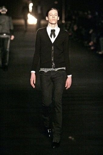 AW06 Dior Homme By Hedi Slimane Satin Knit Cardigan