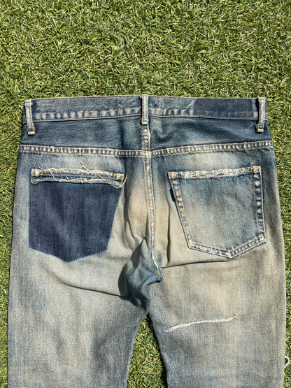 SS10 Undercover ‘68’ Silver Yarn Distressed Denim