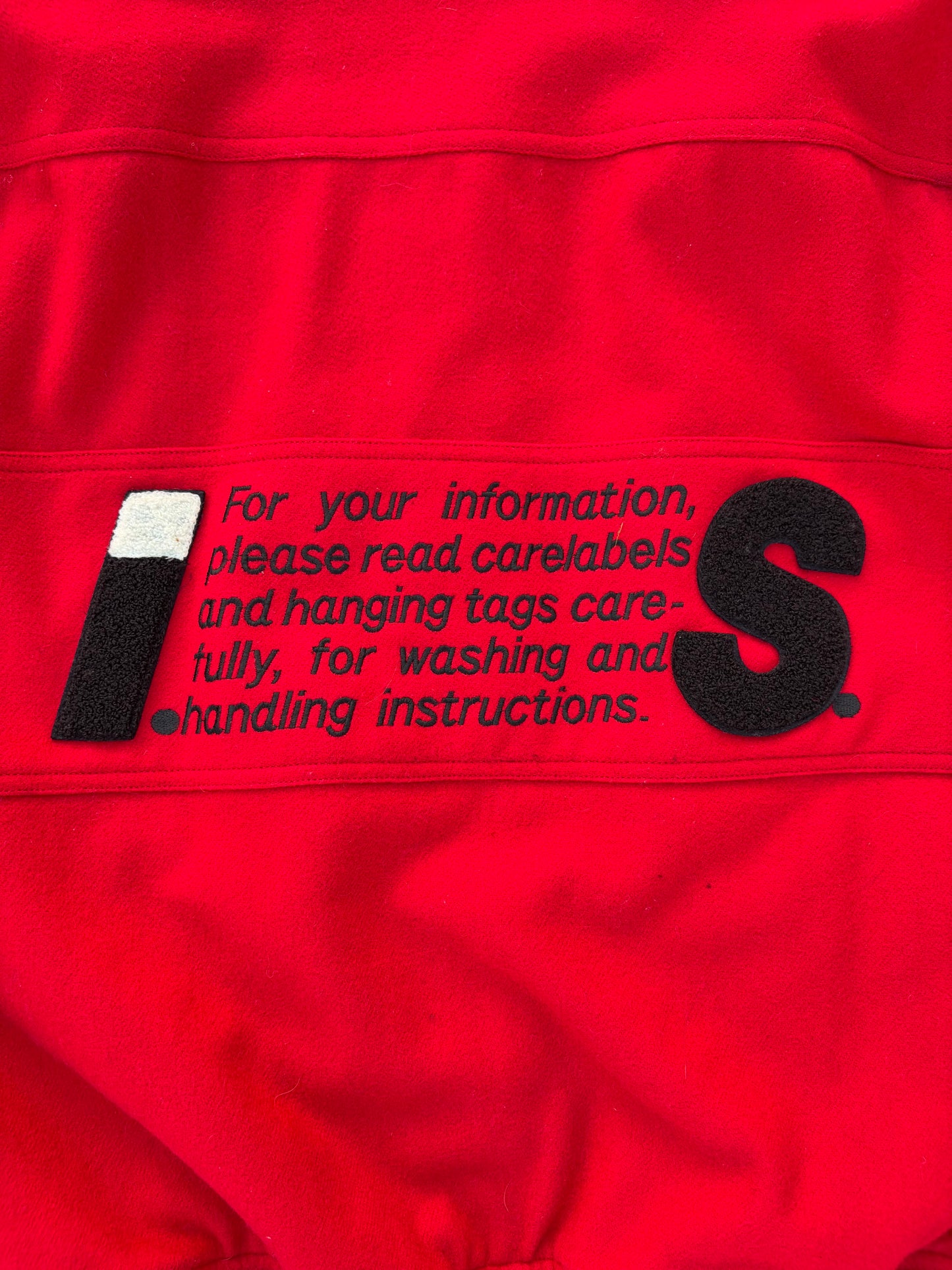 1984 Issey Miyake Sport Care Label Red Wool Varsity Jacket