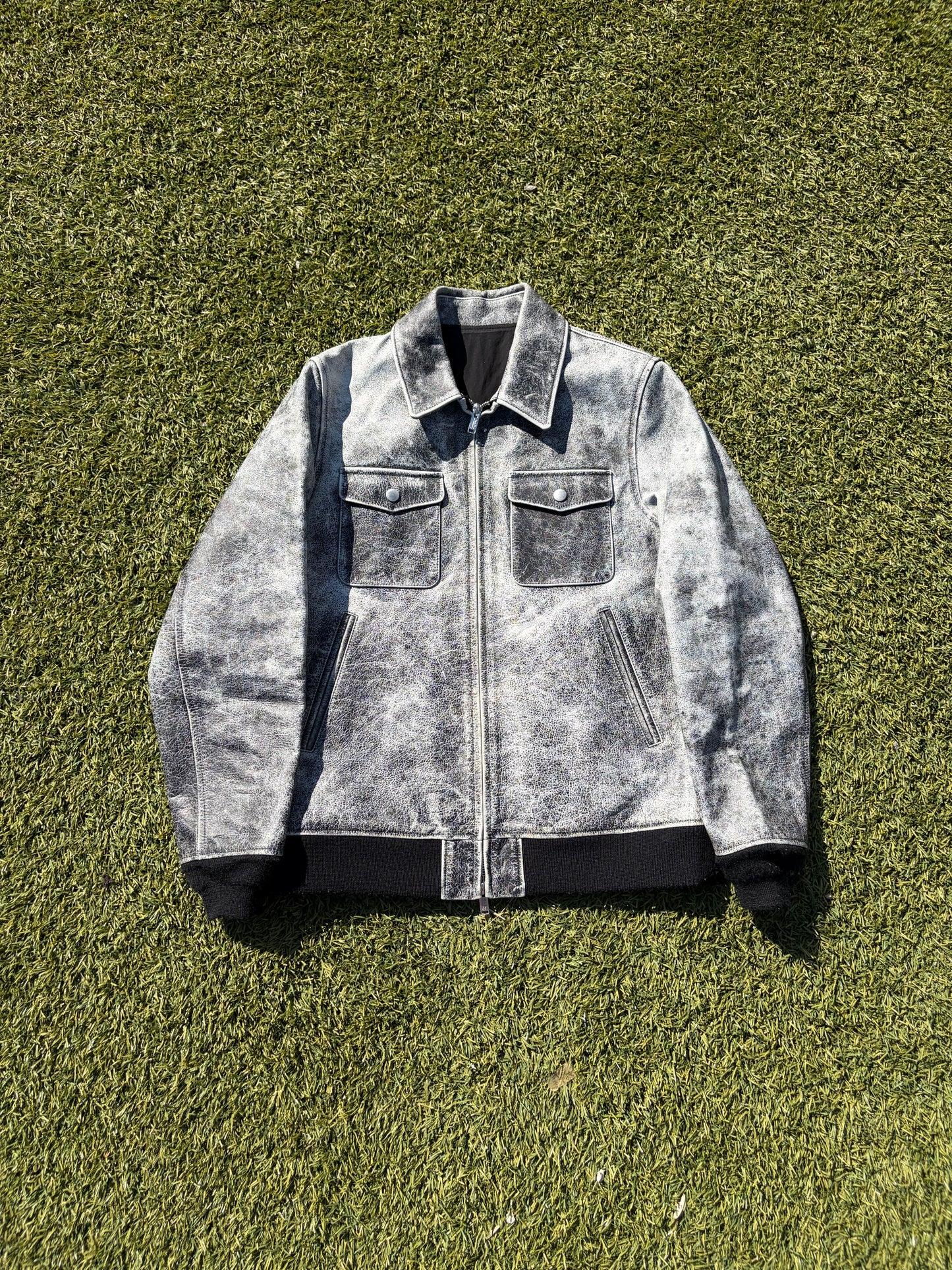 AW17 “Brainwashed Generation” - Undercover Ash Smoke Crackle Leather Jacket