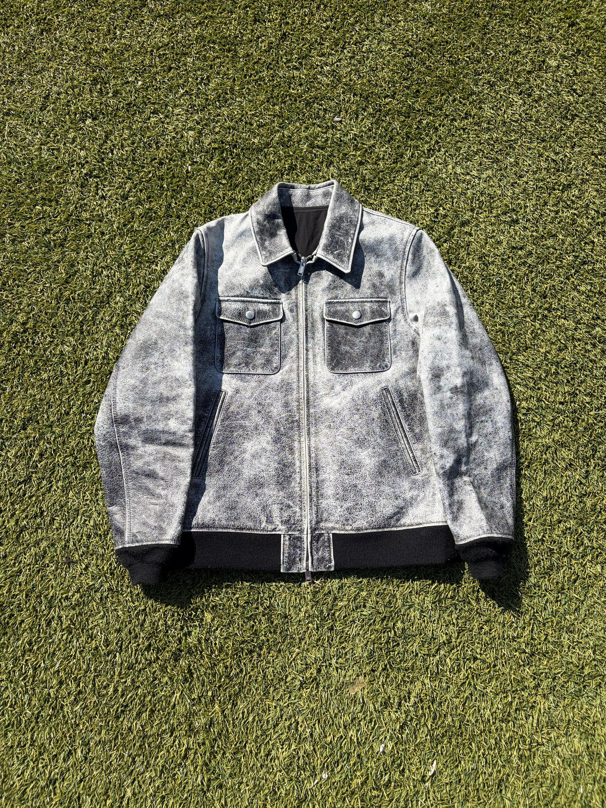 AW17 “Brainwashed Generation” - Undercover Ash Smoke Crackle Leather Jacket