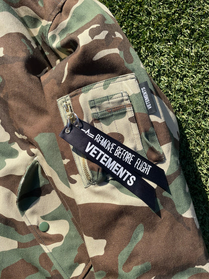 AW23 Vetements X Alpha Industries Camo Hunting Reversible Bomber Jacket