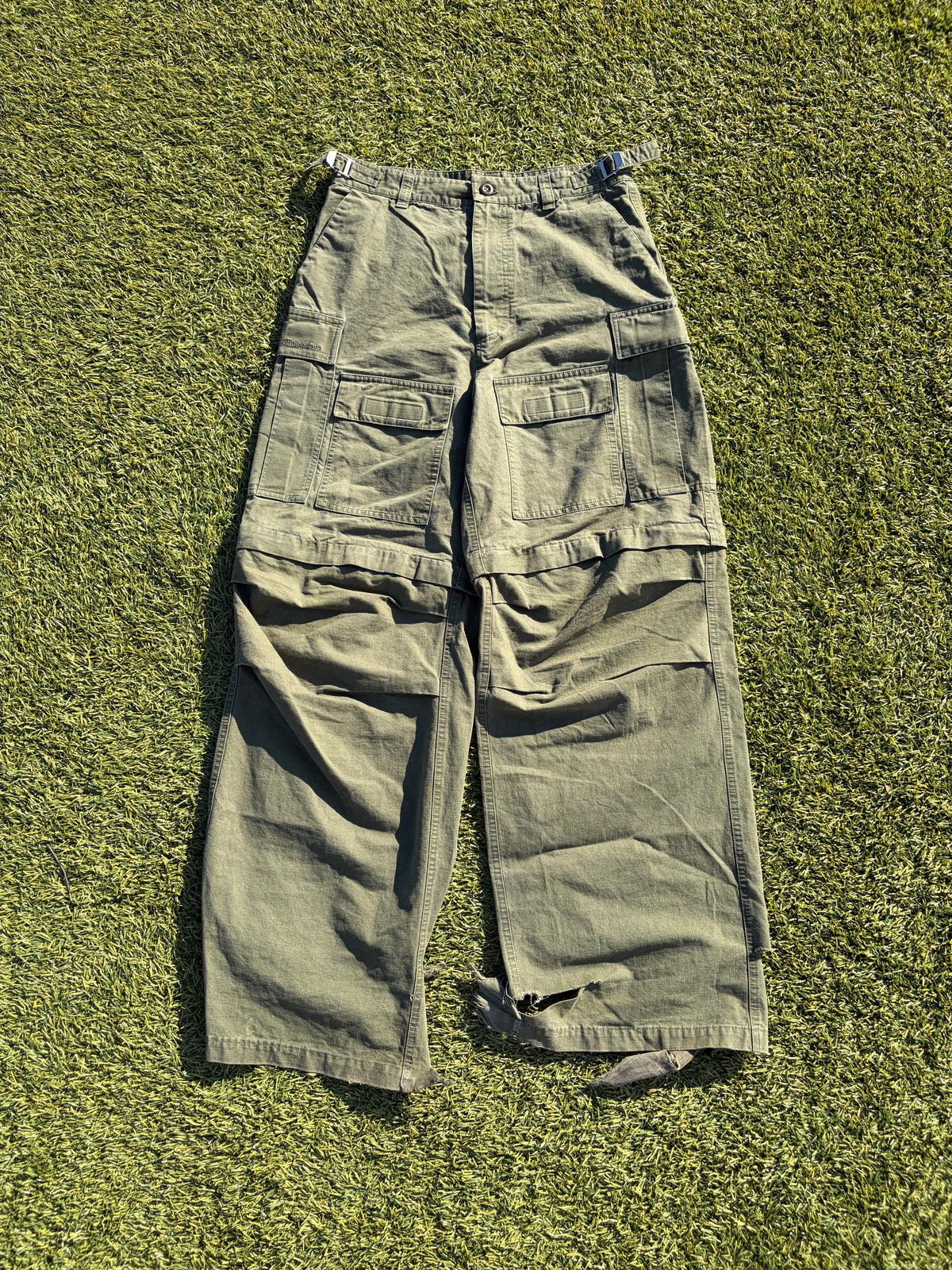 AW20 Balenciaga Convertible Multi Pocket Cargo Olive Pant