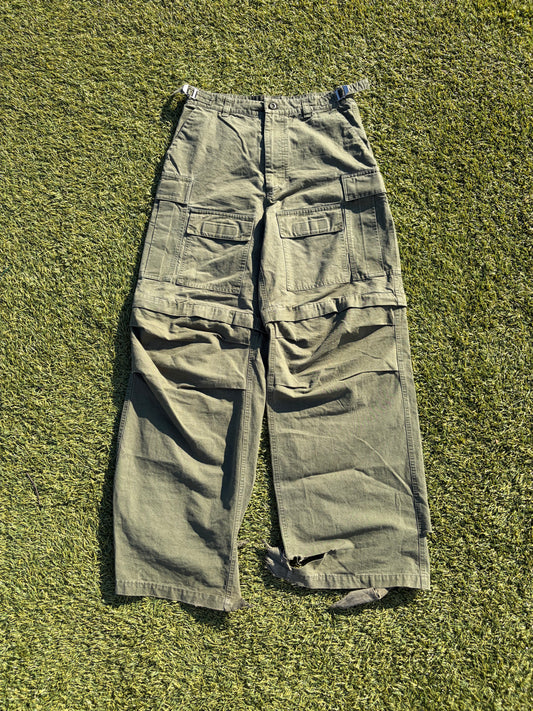 AW20 Balenciaga Convertible Multi Pocket Cargo Olive Pant