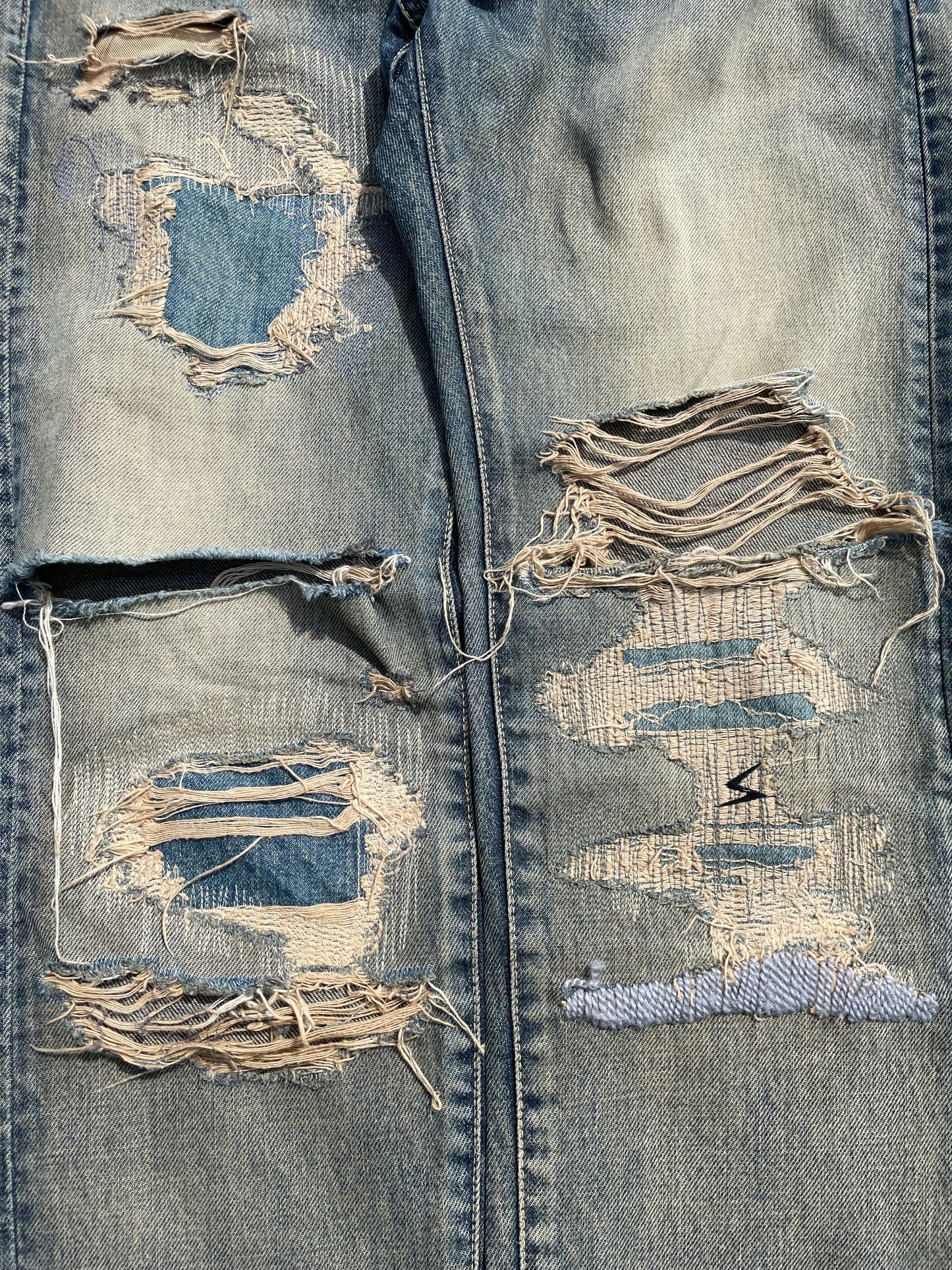 SS10 Undercover ‘68’ Silver Yarn Distressed Denim