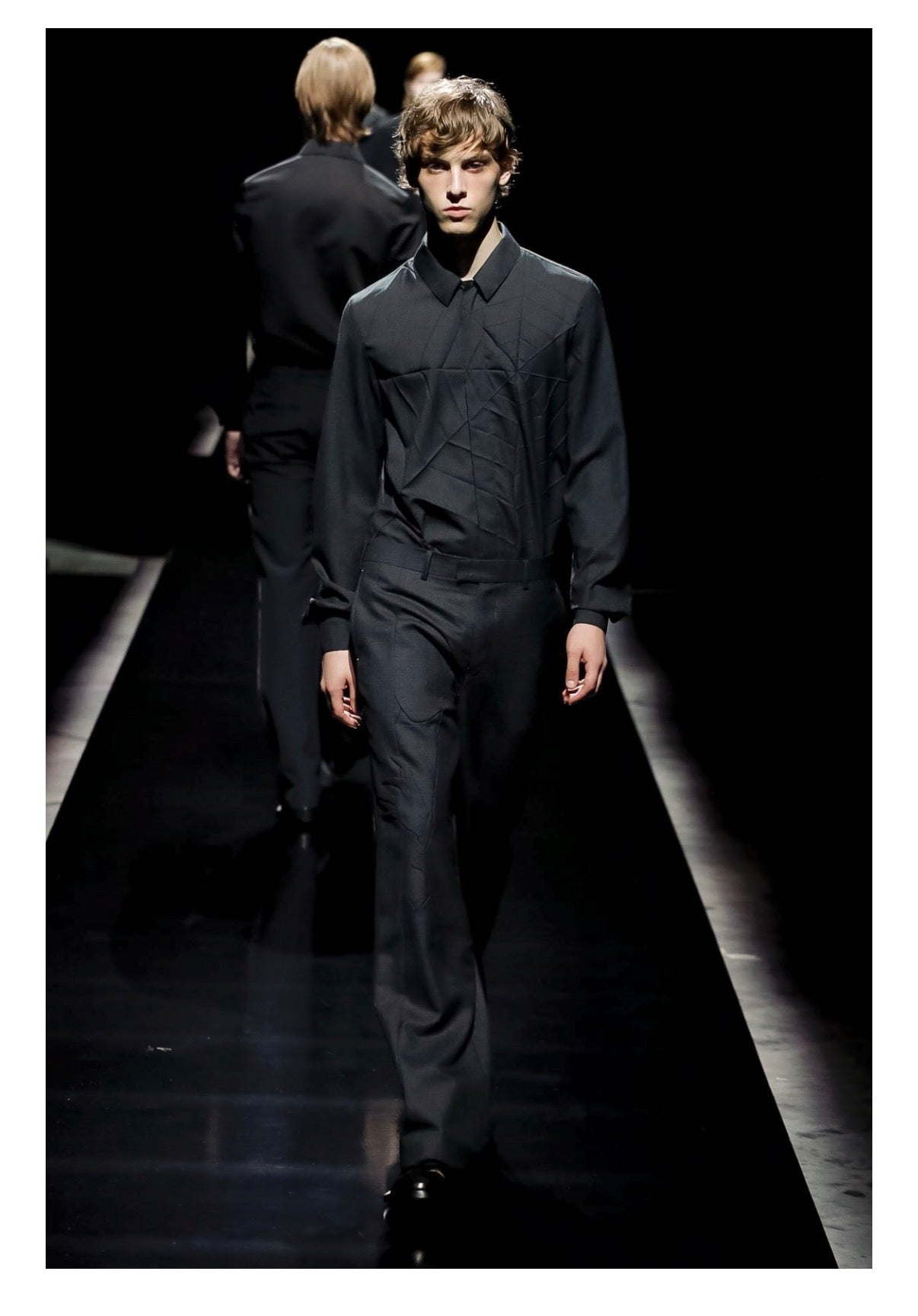 SS20 Undercover Pleated Spider Web Silk Button Up