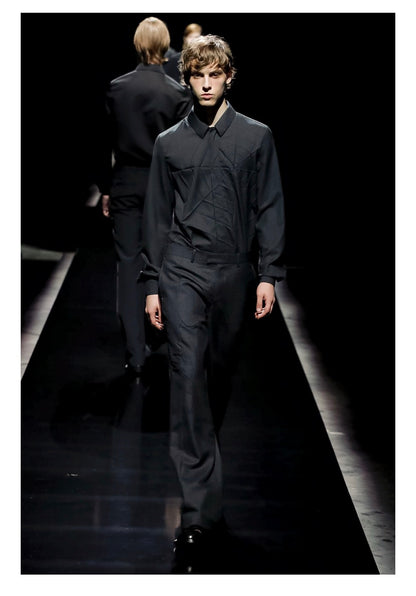 SS20 Undercover Pleated Spider Web Silk Button Up