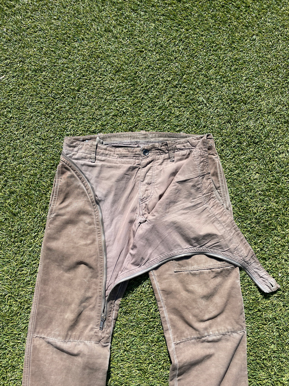 SS09 “Strutter” - Rick Owens Double Layered Grosgrain Brown Aircut Denim