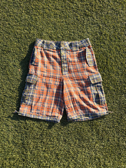 SS25 Aris Tatalovich Two Tone Plaid Wool Cargo Shorts