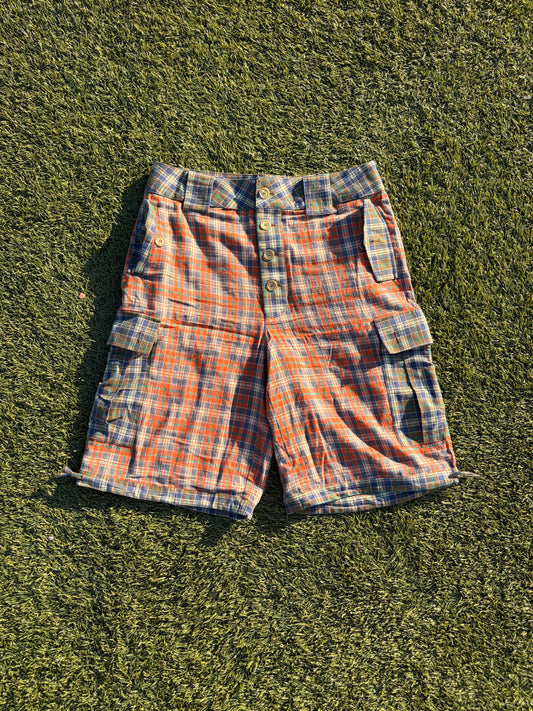 SS25 Aris Tatalovich Two Tone Plaid Wool Cargo Shorts