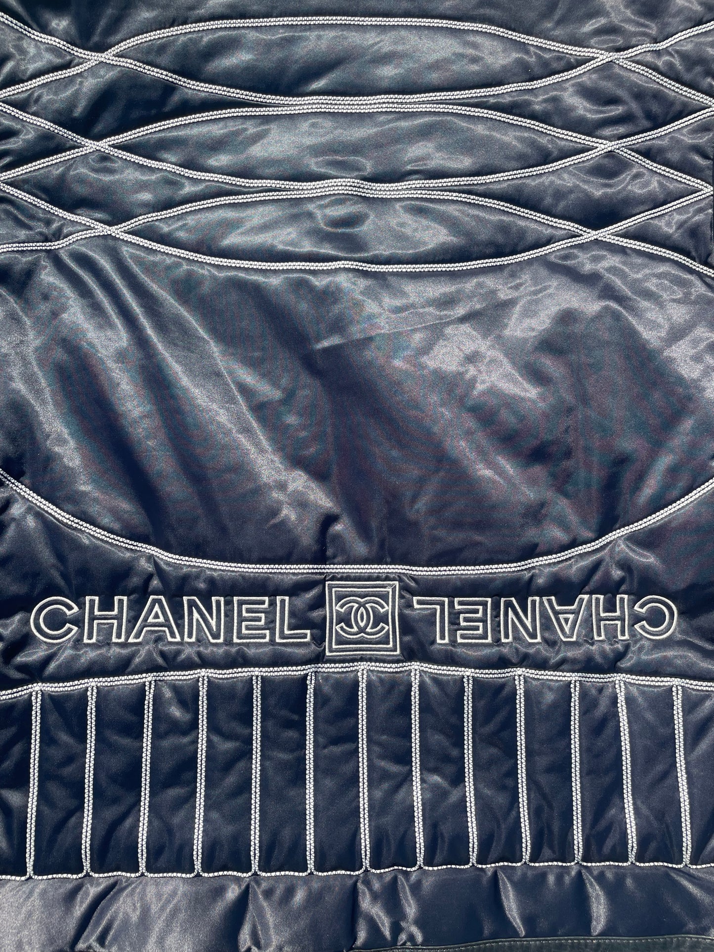FW2006 Chanel Sport Contrast Stitching Satin Padded Bomber Jacket