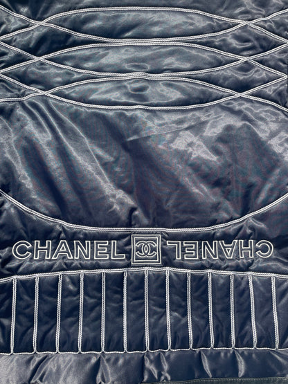 FW2006 Chanel Sport Contrast Stitching Satin Padded Bomber Jacket