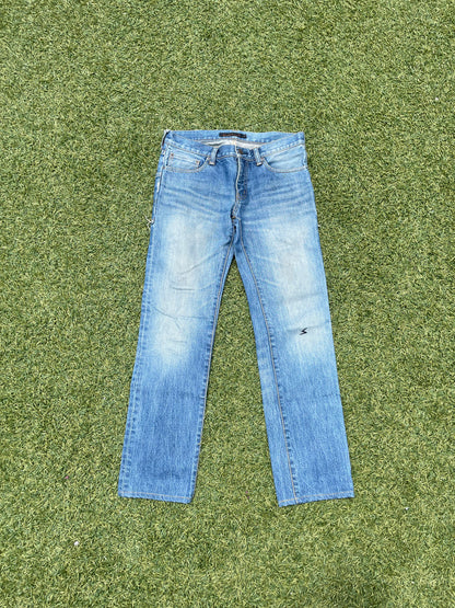 AW05 “Arts & Crafts” - Undercover Distressed Zig Zag Stitch Denim