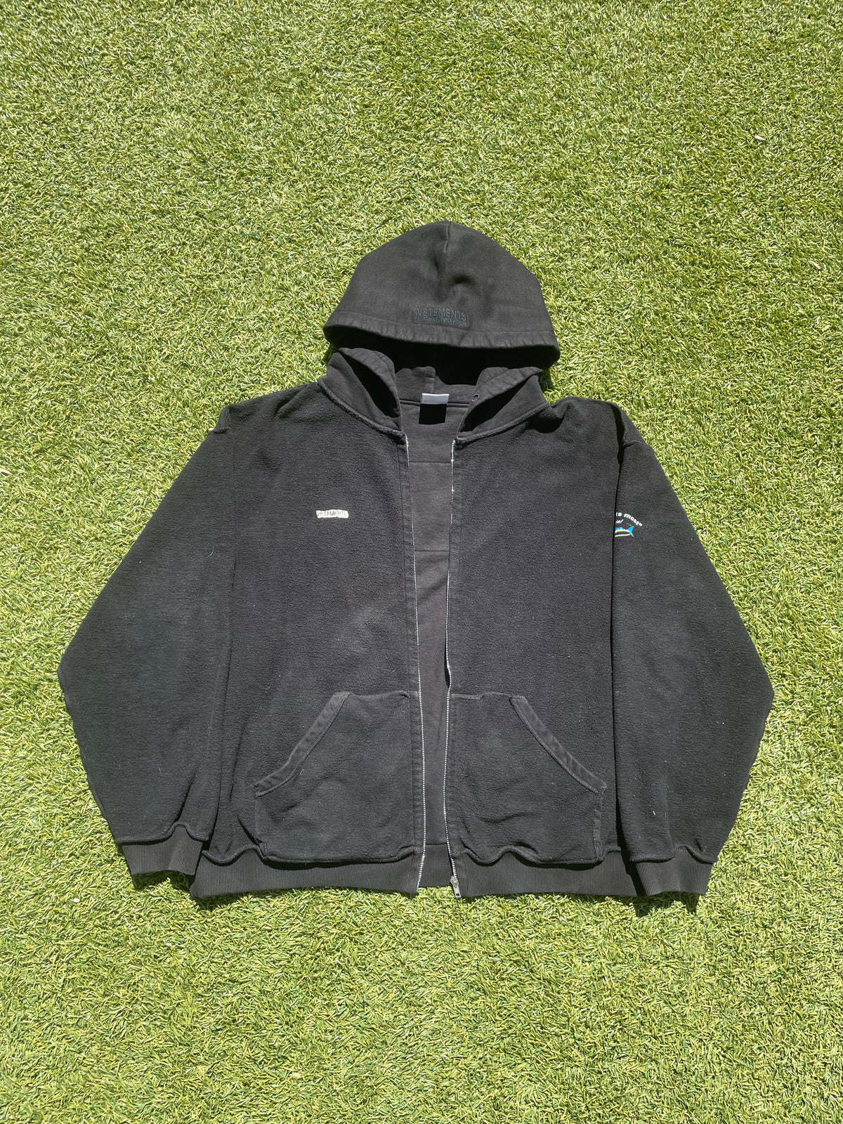 AW18 Vetements Inside Out Shark Zip Up Hoodie